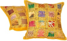 Embroided Patchwork Handicraft Cushion Covers, for Decorative, Seat, Size : 16''x16'' Inches
