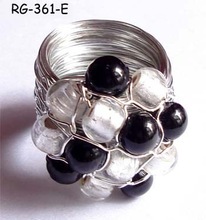 Metal wire Glass Beads Rings