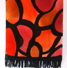 Multicolored Flower Design Printed Silk Scarf
