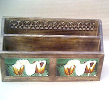 Antique wood letter rack