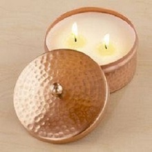 COPPER HAMMERED FINISH CANDLE JAR