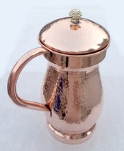 COPPER WATER PITCHER WITH LID