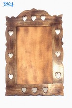 Heart cut wood mirror frame