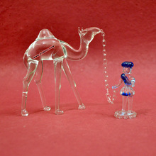 Camel and Man glass figurine
