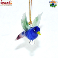 Colorful glass bird figurines christmas decoration ornament