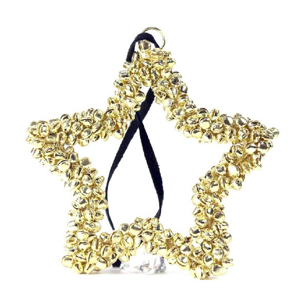 gold heart star metal jingle bell