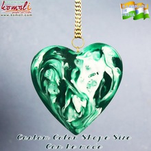 Green flat glass marble heart handmade