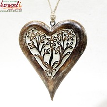 Hand carved wood heart, for Christamas Tree Decoration, Feature : Handmade