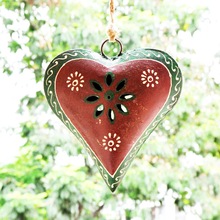 Iron metal hanging heart, Color : Red