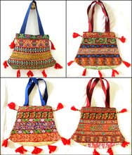 Cotton Fabric Lace work handbag