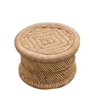 Natural straw low height stool