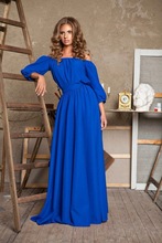 Royal Blue Crepe long maxi Dress