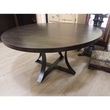 60" round walnut finish wood table