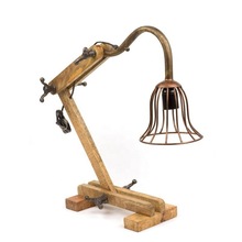 Articulated lamp in wood and metal