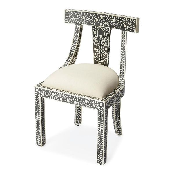 Bone Inlay Accent Chair, Color : Black