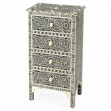 Bone inlay Four Drawer Bedside, for Nightstand, Color : Blue
