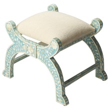 Bone inlay low stool with cushion stool