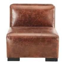 Leather low sofa in brown W 71cm
