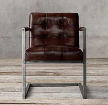 Leather tufted back chair