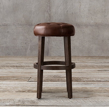 Round leather stool, Style : Vintage