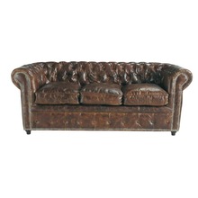 Vintage finish 3-seater-chesterfield-leather sofa