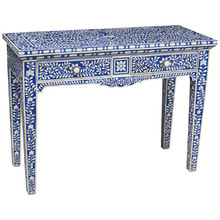 Bone Inlay Consol Table, Color : BLUE