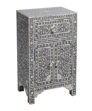 Wood PEARL INLAY BEDSIDE CABINET, for Home Furniture, Size : 43x30x60 cms