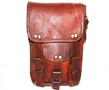 Goat Leather Unisex Sling Bag, Color : Brown, tan color