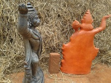 Buyers Wish Terracotta clay Lord Hanuman Statue, Technique : Handmade