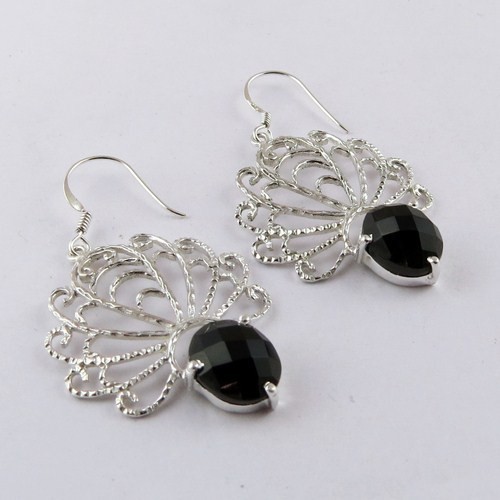 Oval Shape Black Silver Earring, Occasion : Anniversary, Engagement, Gift, Party, Wedding