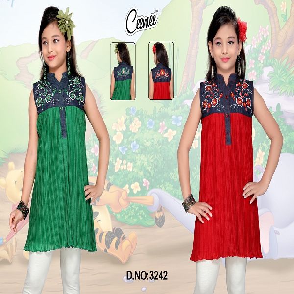 Polyethersulfone chiffon embroidered kurtis, Pattern : Diff pattern, design, styles, colorful dress