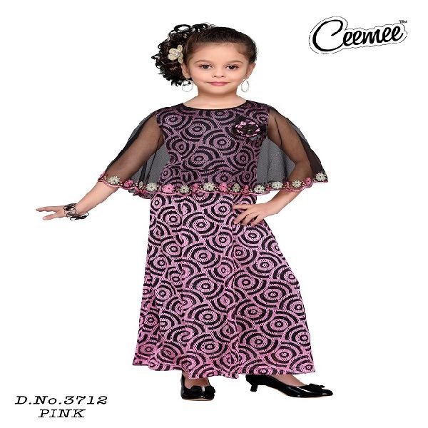 100% Cotton Gown type girls frock, Age Group : Children