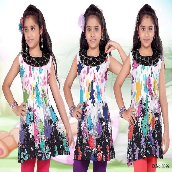 Diff pattern printed fabric cotton kurti, Age Group : Children