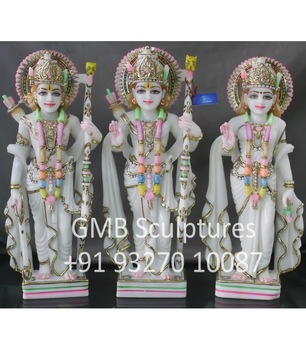 White Marble Ram, Laxman And Sita Statues