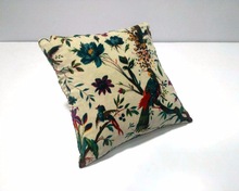 Flower bird print velvet cushion cover, for Home, Hospital, Hotel, Bedding, Feature : Eco-Friendly