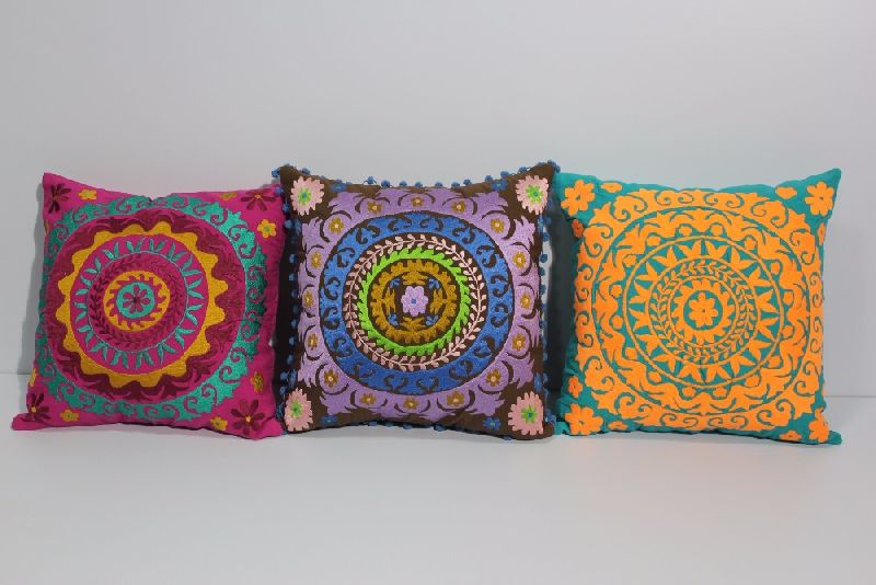 suzani embroidered cushion cover