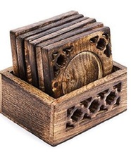 Square Wooden Coaster Set, for Restaurant, Home, office, Hotel