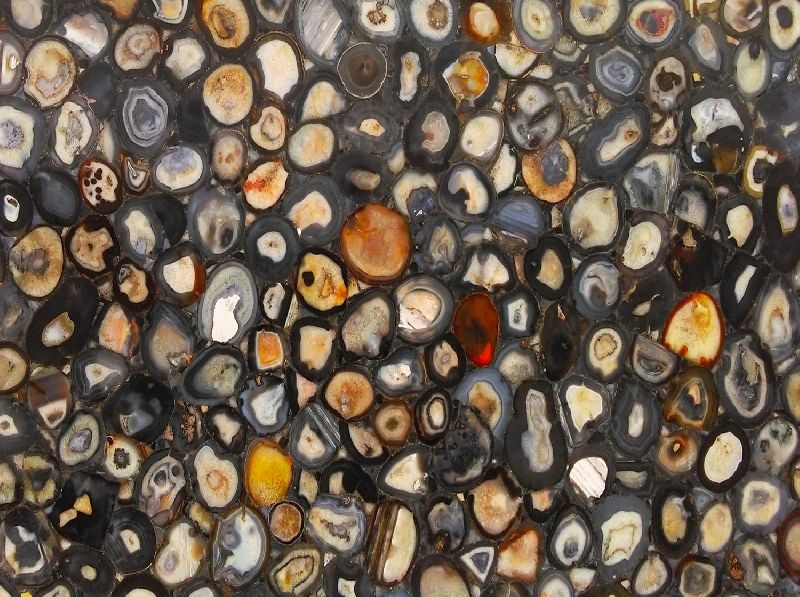Brazilian Black Agate Semi Precious Stone Slab