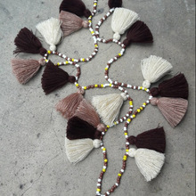 SNH cotton Brown tassel necklaces