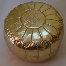 Moroccan faux leather gold poufs, Size : Customized Size