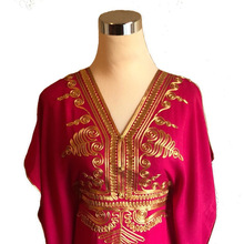 Moroccan kaftan Batwing Maxi Dress, Technics : Embroidered