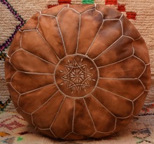 oil leather moroccan poufs