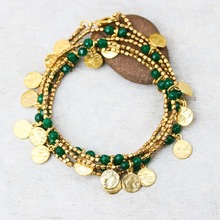 onyx faceted beads wrap bracelet