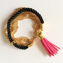 Suede TASSEL CHAIN and ROPE Bracelet, Occasion : Anniversary, Engagement, Gift, Party, Wedding
