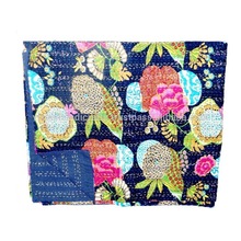 Beautiful Printed Cotton Kantha Work Bedspread