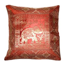 Square INDIAN SILK JACQUARD CUSHION COVERS, for Car, Decorative, Seat, Pattern : Printed
