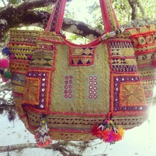Indian vintage banjara bags decoration with coins and pom pom work