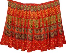 Motif Print Indian Handmade Sari Stylish Cotton Ladies Wrap Skirt for Summer