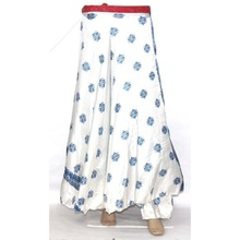 Vintage Art Silk Drape Skirt Indian Wrap Around Beach Wear 2 layer Crepe silk skirt