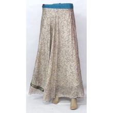 Vintage silk wrap skirt Indian handmade 2 layer women beach wear skirt